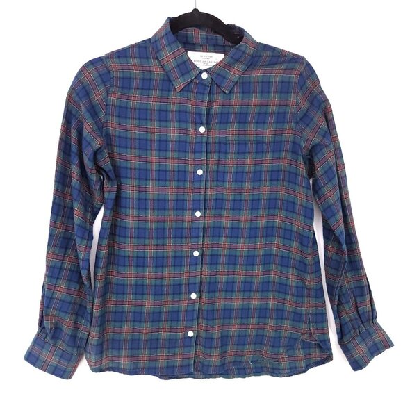 Trovata Birds of Paradis Plaid Flannel Button Front Long Sleeve Shirt Size XS - Picture 1 of 11
